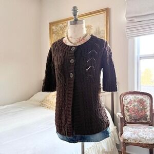 brown knit cardigan  y2k aeropostale brown knit cardigan top size large